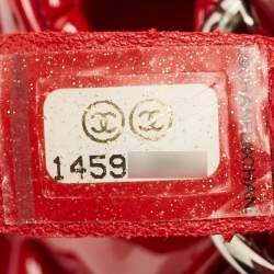 Pre Owned Chanel Red Quilted Patent Leather Medium Just Mademoiselle Bag