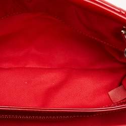 Pre Owned Chanel Red Quilted Patent Leather Medium Just Mademoiselle Bag