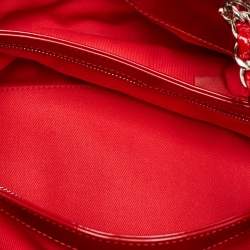 Pre Owned Chanel Red Quilted Patent Leather Medium Just Mademoiselle Bag