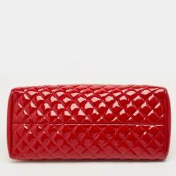 Pre Owned Chanel Red Quilted Patent Leather Medium Just Mademoiselle Bag