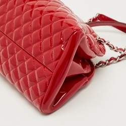Pre Owned Chanel Red Quilted Patent Leather Medium Just Mademoiselle Bag