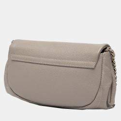 Pre Owned Chanel Brown CC Caviar Half Moon Wallet on Chain