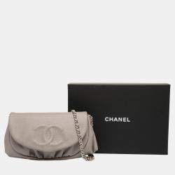 Pre Owned Chanel Brown CC Caviar Half Moon Wallet on Chain