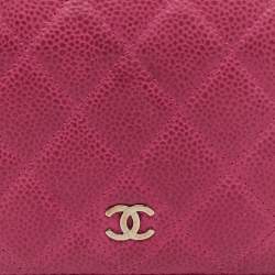 Pre Owned Chanel Pink Quilted Caviar Leather L Yen Long Wallet