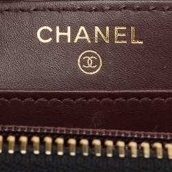 Pre Owned Chanel Black Quilted Caviar Leather CC Zip Around Wallet
