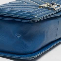 Pre Owned Chanel Blue/Iridescent Chevron PVC and Leather Medium Boy Flap Bag
