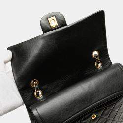 Pre Owned Chanel Black Medium Tall Classic Lambskin Double Flap