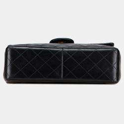 Pre Owned Chanel Black Medium Tall Classic Lambskin Double Flap