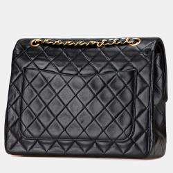 Pre Owned Chanel Black Medium Tall Classic Lambskin Double Flap