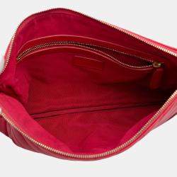 Pre Owned Chanel Red Medium Chevron Caviar Ancient Greek Charms O Case Clutch