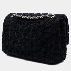 Pre Owned Chanel Black Medium Classic Tweed Single Flap