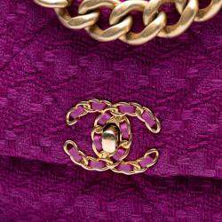 Pre Owned Chanel Purple Large Tweed 19 Flap