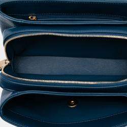 Pre Owned Chanel Blue Small Chevron Lambskin Stitched Envelope Flap