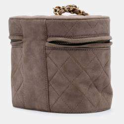 Pre Owned Chanel Quilted Suede Tassel Vanity Bag