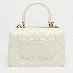 مملوكة مسبقًا حقيبة شانيل ميني تريندي سي سي جلد أبيض مبطن بقلاب