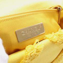 Pre Owned Chanel 19 Medium Yellow Canvas Flap Shoulder Bag