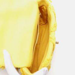 Pre Owned Chanel 19 Medium Yellow Canvas Flap Shoulder Bag
