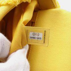 Pre Owned Chanel 19 Medium Yellow Canvas Flap Shoulder Bag