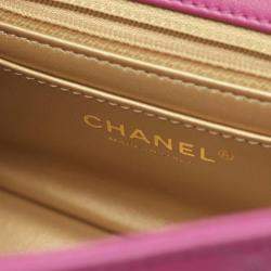 Pre Owned Chanel Pearl Crush Purple Leather Shoulder Bag