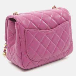 Pre Owned Chanel Pearl Crush Purple Leather Shoulder Bag