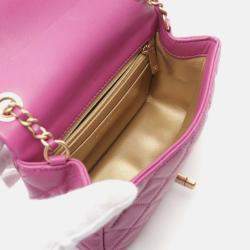 Pre Owned Chanel Pearl Crush Purple Leather Shoulder Bag