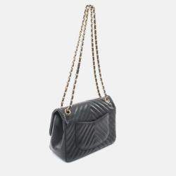 Pre Owned Chanel Rock The Corner Black Leather Flap Shoulder Bag