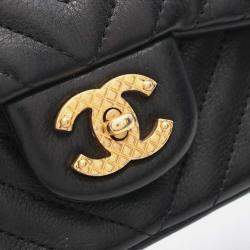 Pre Owned Chanel Rock The Corner Black Leather Flap Shoulder Bag