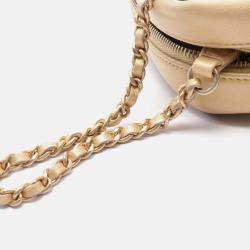 Pre Owned Chanel Chevron Black/Gold Lambskin Chain Shoulder Bag