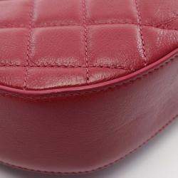 Pre Owned Chanel CC Turnlock Red Quilted Leather Chain Shoulder Bag