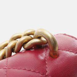 Pre Owned Chanel CC Turnlock Red Quilted Leather Chain Shoulder Bag