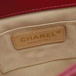 Pre Owned Chanel CC Turnlock Red Quilted Leather Chain Shoulder Bag