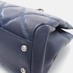 Pre Owned Chanel Ultra Stitch Blue Leather Shoulder Bag