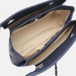 Pre Owned Chanel Ultra Stitch Blue Leather Shoulder Bag