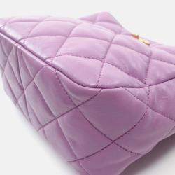 Pre Owned Chanel Pick Me Up Small Purple Lambskin Hobo Bag