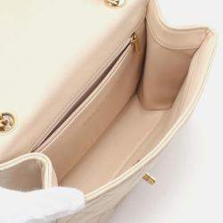 Pre Owned Chanel Flap Beige Leather Shoulder Bag