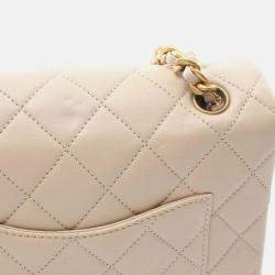 Pre Owned Chanel Flap Beige Leather Shoulder Bag