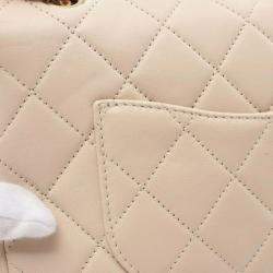 Pre Owned Chanel Flap Beige Leather Shoulder Bag
