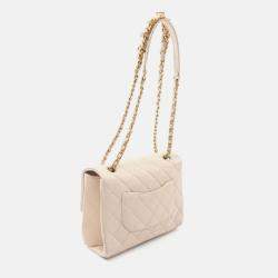 Pre Owned Chanel Flap Beige Leather Shoulder Bag