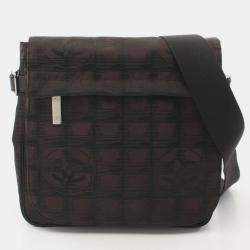 Pre Owned Chanel Travel Line Brown Nylon Shoulder Bag