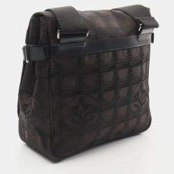 Pre Owned Chanel Travel Line Brown Nylon Shoulder Bag