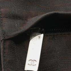 Pre Owned Chanel Travel Line Brown Nylon Shoulder Bag