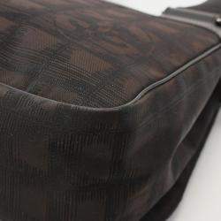Pre Owned Chanel Travel Line Brown Nylon Shoulder Bag