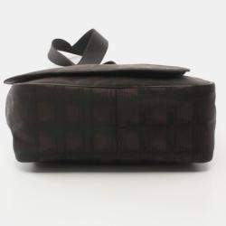 Pre Owned Chanel Travel Line Brown Nylon Shoulder Bag