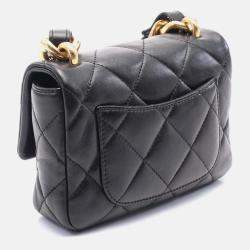 Pre Owned Chanel Funky Town Small Black Leather Flap Bag