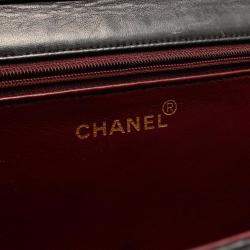 Pre Owned Chanel Square Flap Black Leather Shoulder Bag