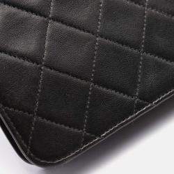 Pre Owned Chanel Square Flap Black Leather Shoulder Bag