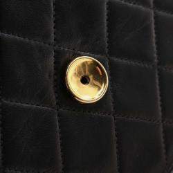 Pre Owned Chanel Square Flap Black Leather Shoulder Bag