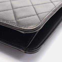 Pre Owned Chanel Square Flap Black Leather Shoulder Bag