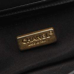 Pre Owned Chanel Rock the Corner Black Chevron Calfskin Flap Bag 