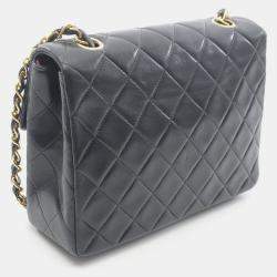 Pre Owned Chanel Single Flap Black Leather Shoulder Bag